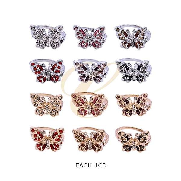 Sparkling Butterfly Rhinestone Statement Ring - Elegant Butterfly Jewelry (RRN-0504R)