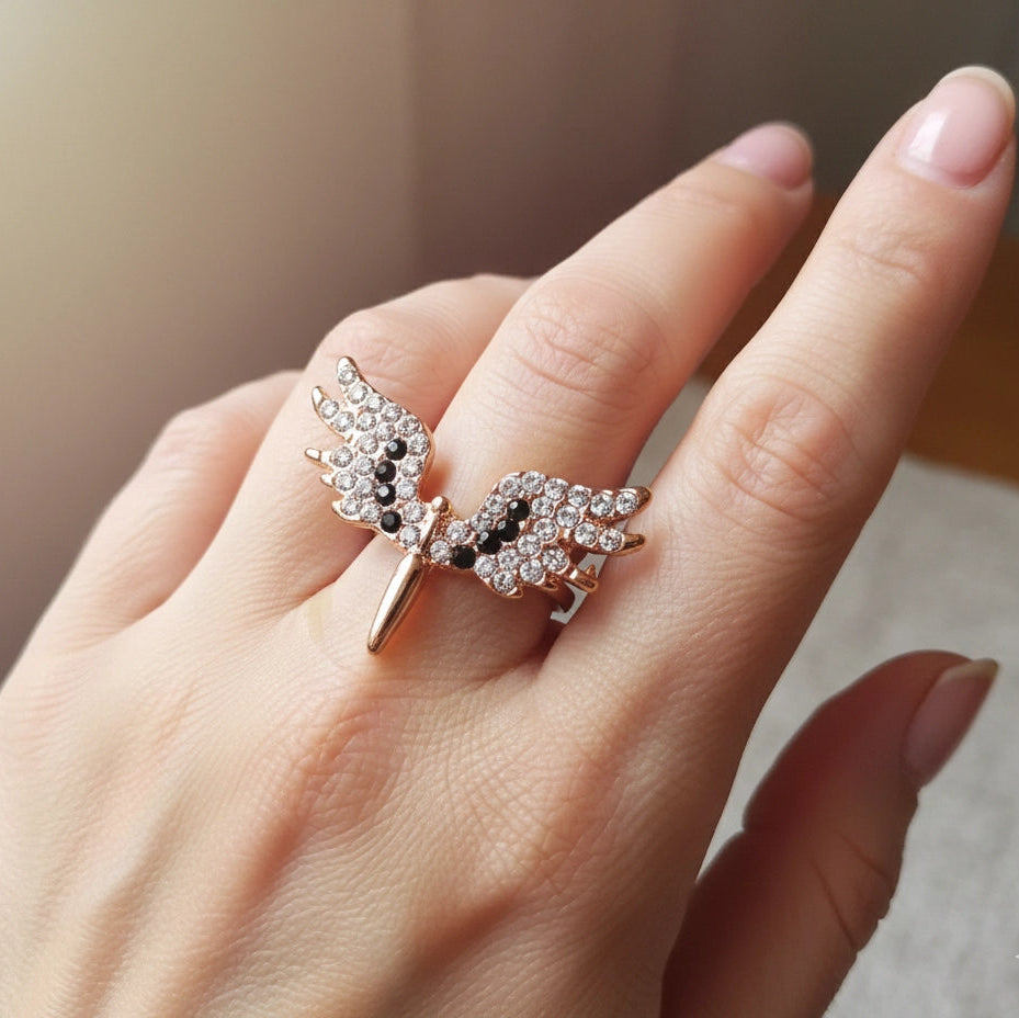 Sparkling Angel Wing Statement Ring Collection | Crystal Fashion Jewelry