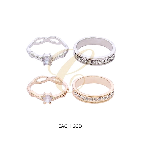 Elegant 2-Piece Stackable Cubic Zirconia Ring Set - Gold & Silver Tone (RRN-0583GS)