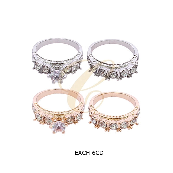 Elegant Rose Gold and Silver Toned Cubic Zirconia Stackable Ring Set - Bridal Fashion Jewelry (RRN-0590GS)