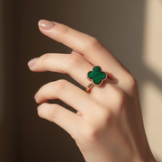 Elegant Clover-Leaf Statement Ring | Beaded Edge Motif (RRN-0599R)