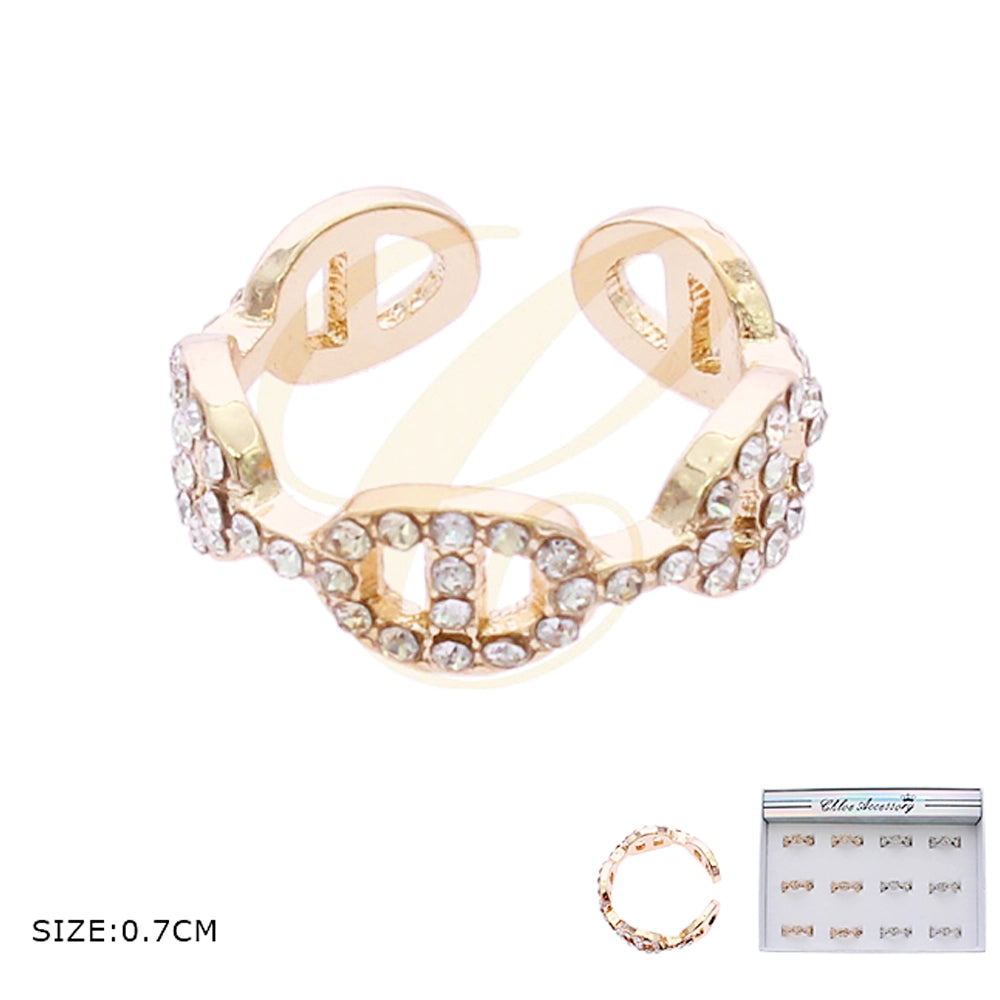 Dazzling Anchor Chain Adjustable Ring: Sparkle & Style!