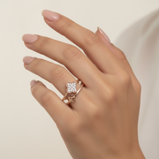 Sparkling Pavé Clover Double Band Adjustable Ring (RRN-0620GS)