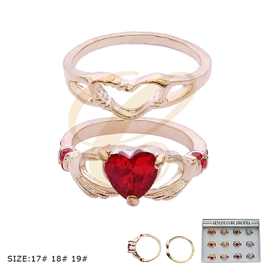 Heart-Shaped Claddagh Style Ring Set - Cubic Zirconia Promise & Friendship Rings (RRN-0630R)