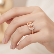 Sparkling Interlocking Circles Adjustable Statement Ring (RRN-0687GS)