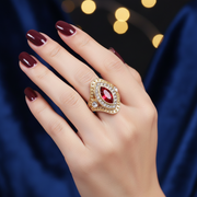 Vintage Marquise Rhinestone Statement Ring – Adjustable Gold & Silver Tone Crystal Cocktail Ring for Women (RRN-0697R)