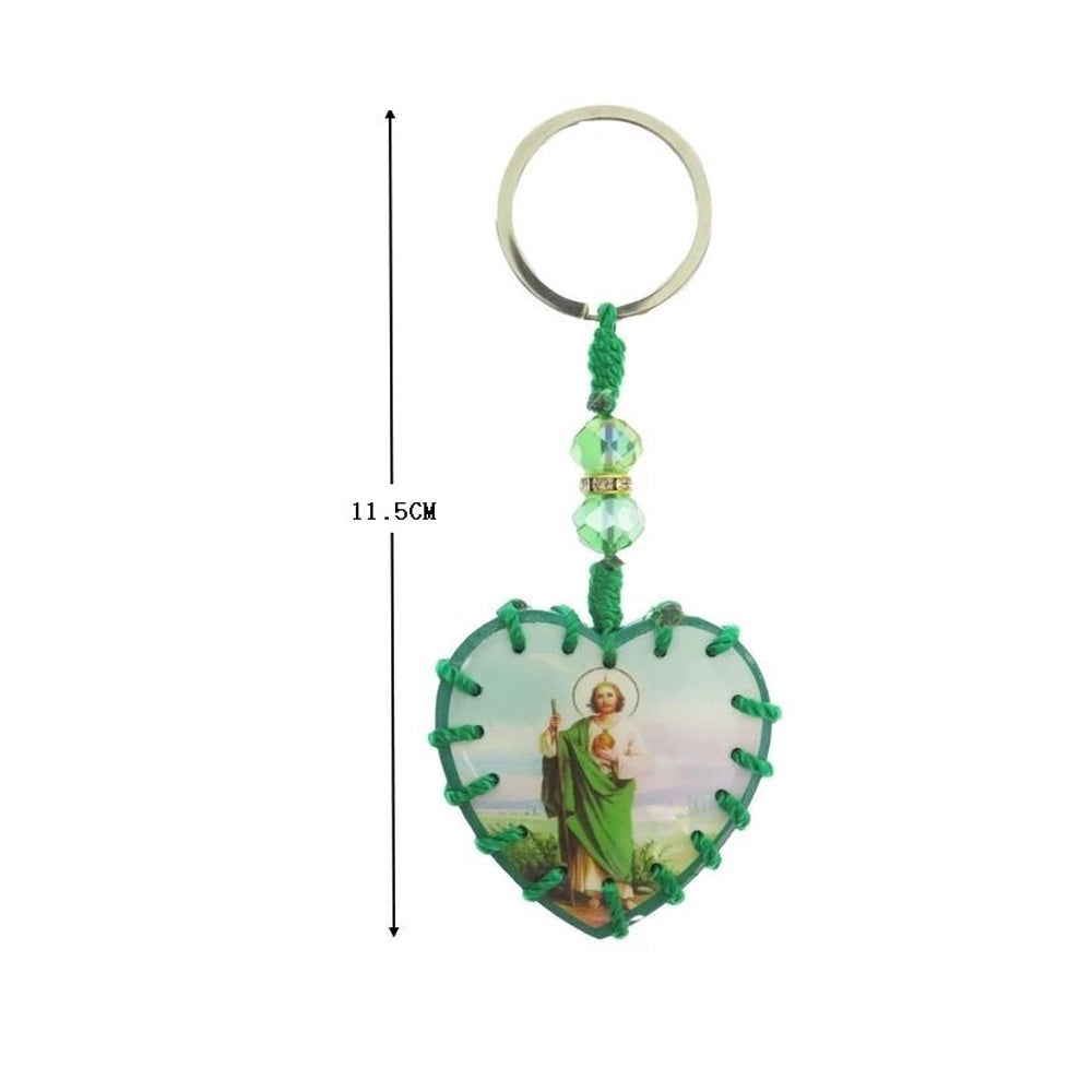 St. Jude Thaddeus Keychain Bulk Set - Green Beaded Religious Gifts