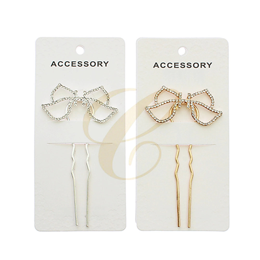 Elegant Rhinestone-Encrusted Bow Hair Cuff (RST-0038GS)