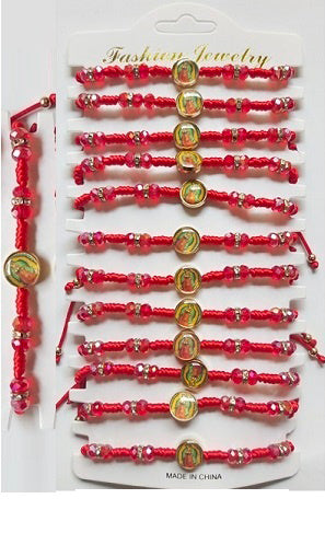 Our Lady of Guadalupe Red Cord Bracelet Set (12 Pack)