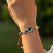 Dual Medal Protection Bracelet Set - Adjustable Red & Green