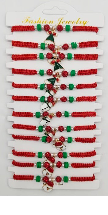 Dazzling Christmas Charm Bracelets - Set of 12