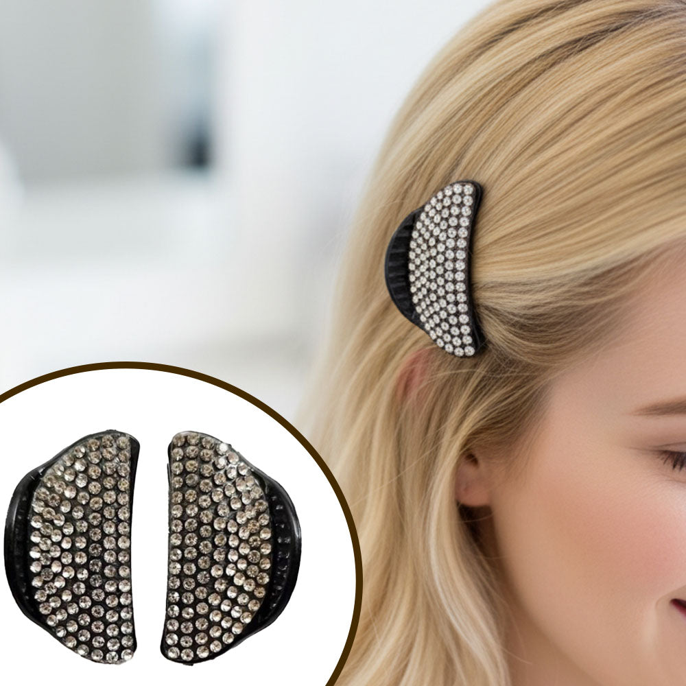 Black Hair Claw Clips with stone design - 4cm Claw