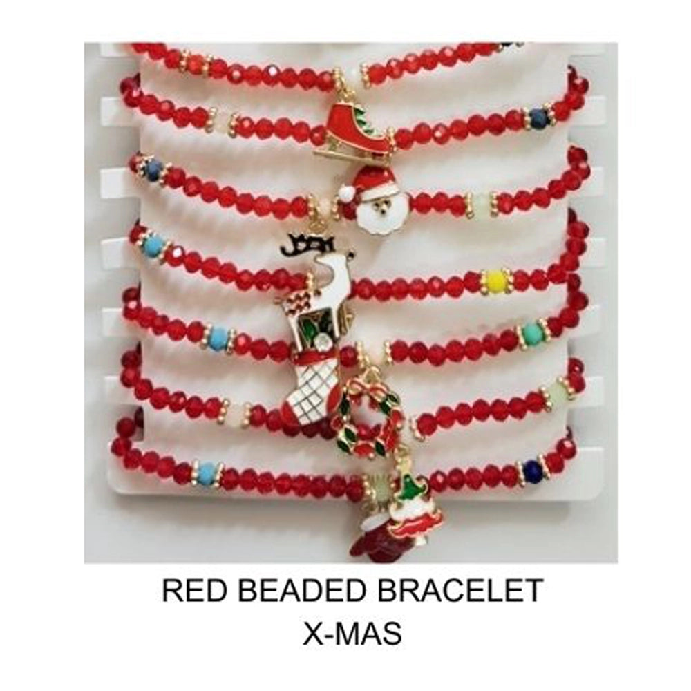 Red Sparkle Christmas Charm Bracelet Set