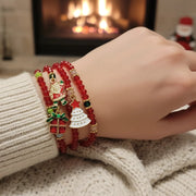 Red Sparkle Christmas Charm Bracelet Set