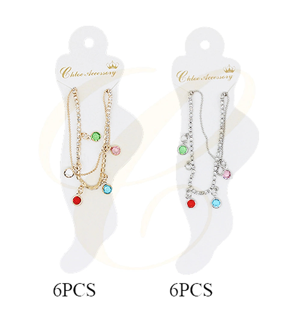 Chloe Accessory: Radiant Layered Anklet with Colorful Gemstones