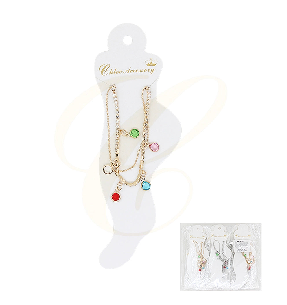 Chloe Accessory: Radiant Layered Anklet with Colorful Gemstones