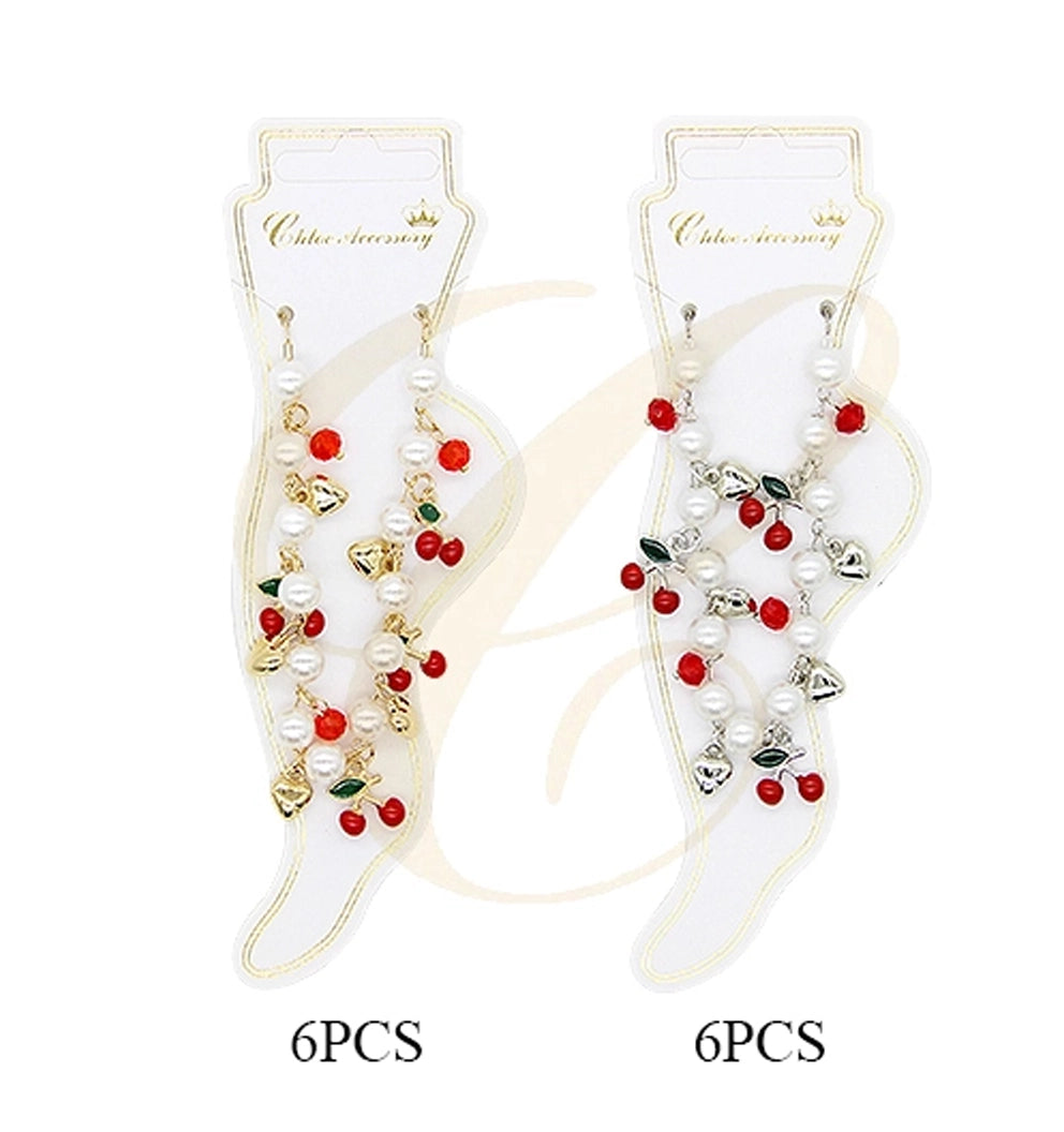 Sweet Cherry & Faux Pearl Charm Jewelry Set