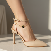 Elegant Four-Leaf Clover Stainless Steel Anklet - 18K Gold & Silver Plated (SAK-0140GS)