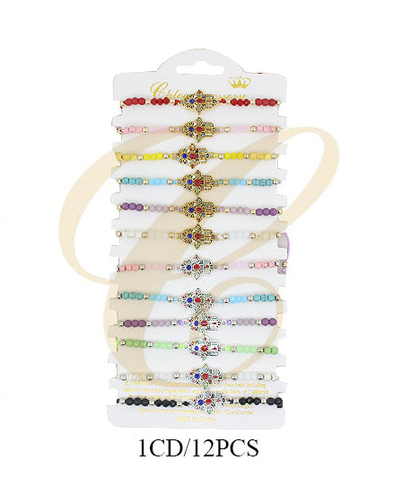 Jeweled Hamsa Hand & Evil Eye Charm Bracelet Collection - Adjustable String