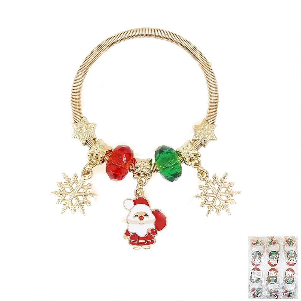 Bring the Magic of Christmas to Your Wrist with Our Golden Santa Charm Bracelet!