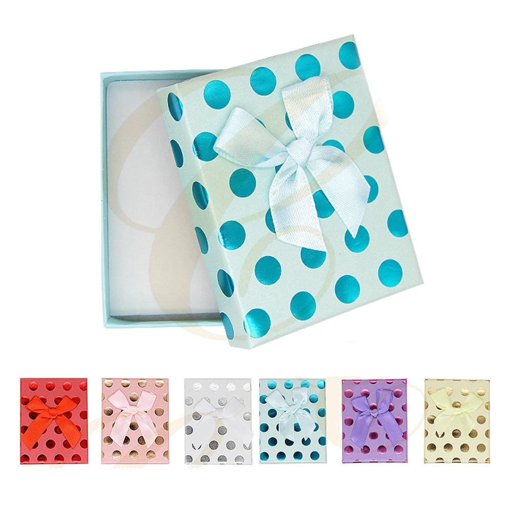 Dazzling Polka Dot Jewelry Gift Box with Satin Bow (9x7cm)