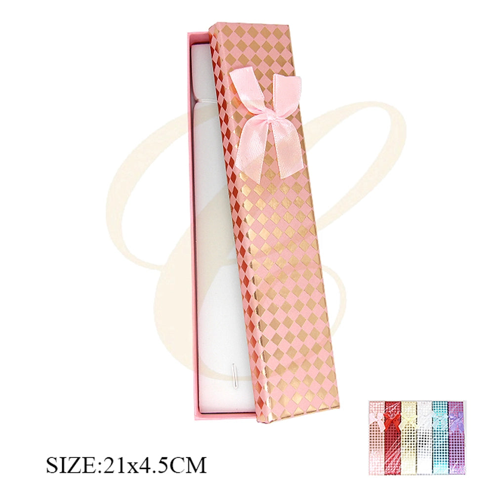 Luxe Metallic Diamond Pattern Jewelry Gift Box (21x4.5 CM)
