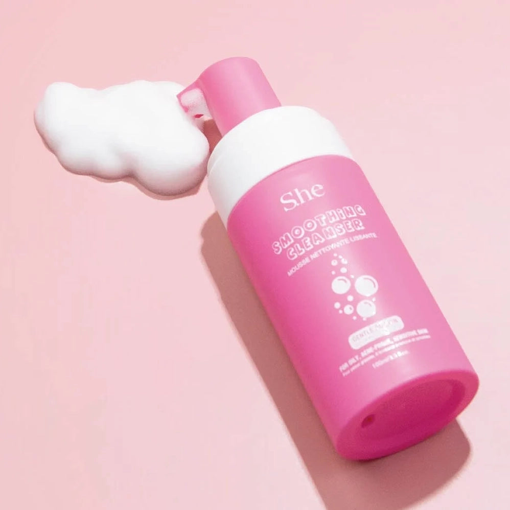 S.he Makeup "Smoothing Cleanser" Gentle Foaming Facial Wash – Gentle Foam Cleanser (100ml / 3.38 fl. oz)