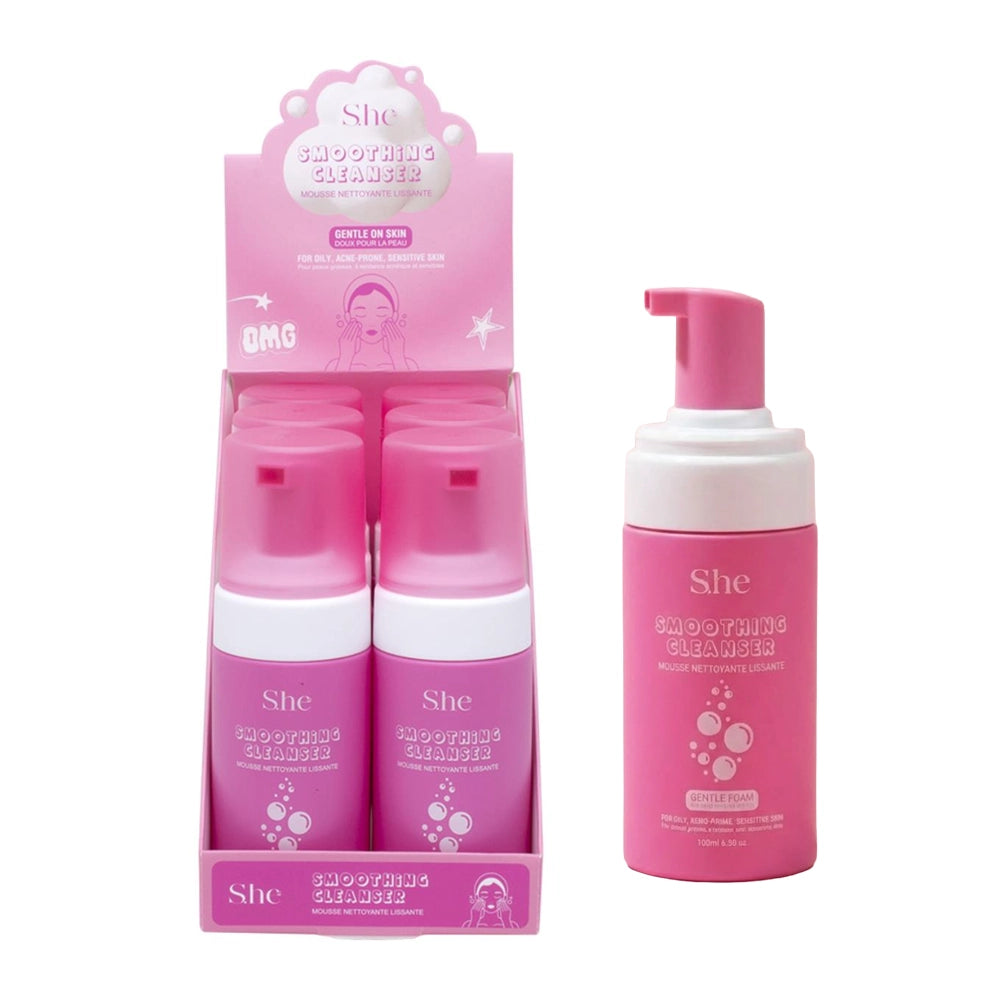 S.he Makeup "Smoothing Cleanser" Gentle Foaming Facial Wash – Gentle Foam Cleanser (100ml / 3.38 fl. oz)