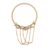 Chunky Gold tone Coil Bracelet with Chain Dangles