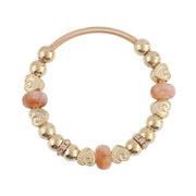 Bohemian Heart Bracelet | Peach Gray & Gold Fashion Jewelry