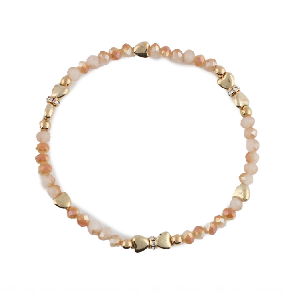 Stackable Beaded Anklet Set with Gold-Tone Hearts | Boho Summer Jewelry