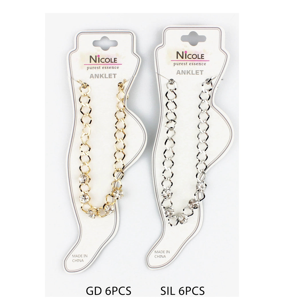 Elegant Gold-Tone Cubic Zirconia Anklet | Dainty CZ Ankle Bracelet