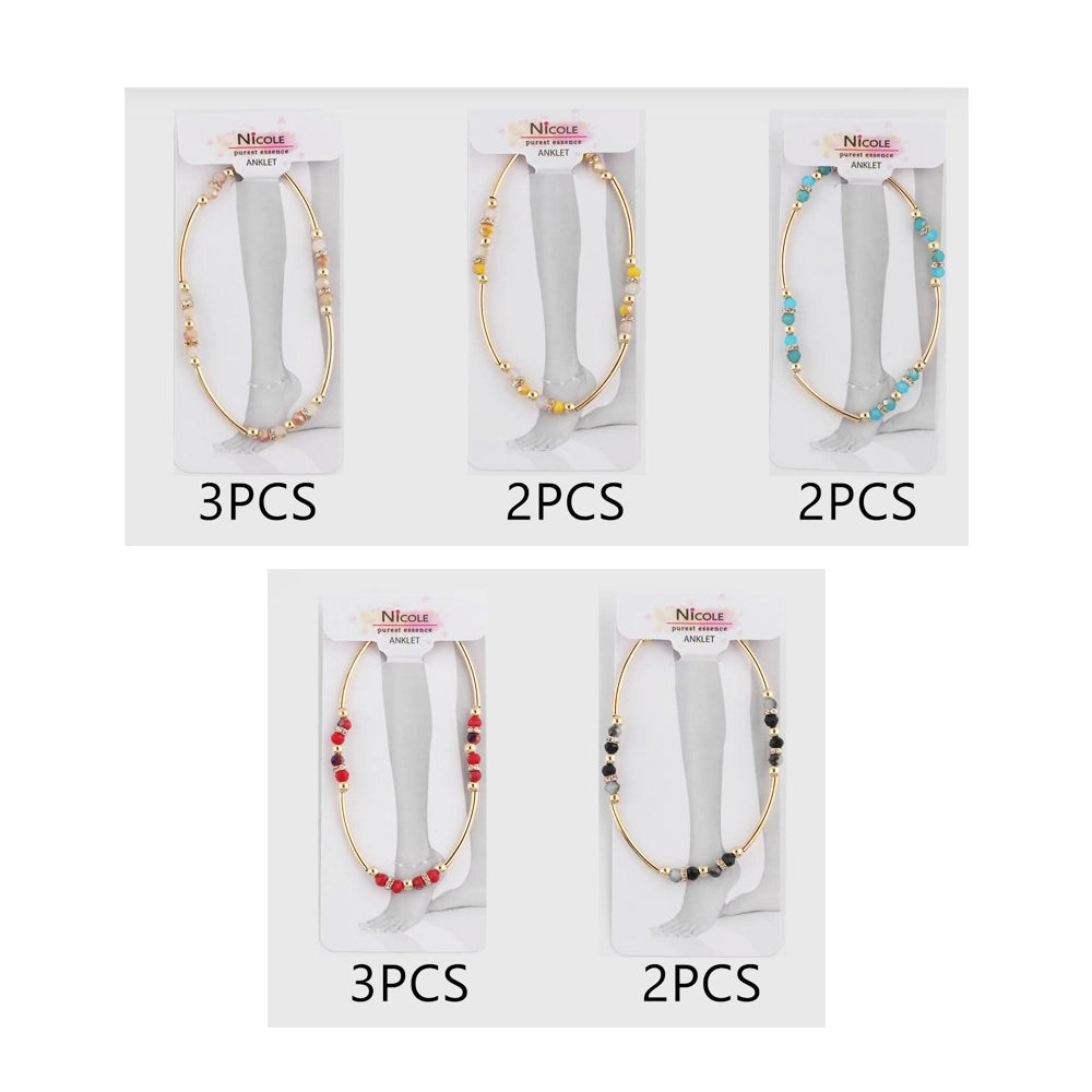 Elegant Gold Bar & Turquoise Crystal Bangle Anklet