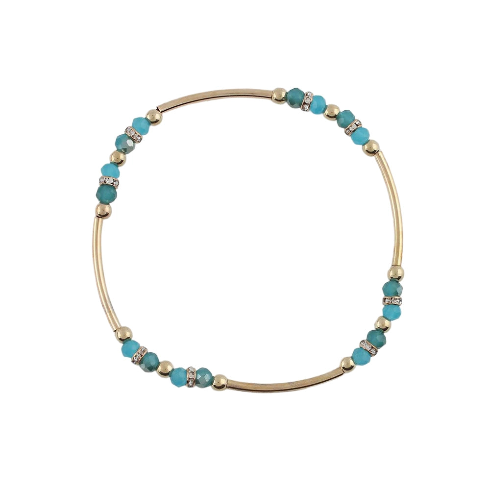Elegant Gold Bar & Turquoise Crystal Bangle Anklet