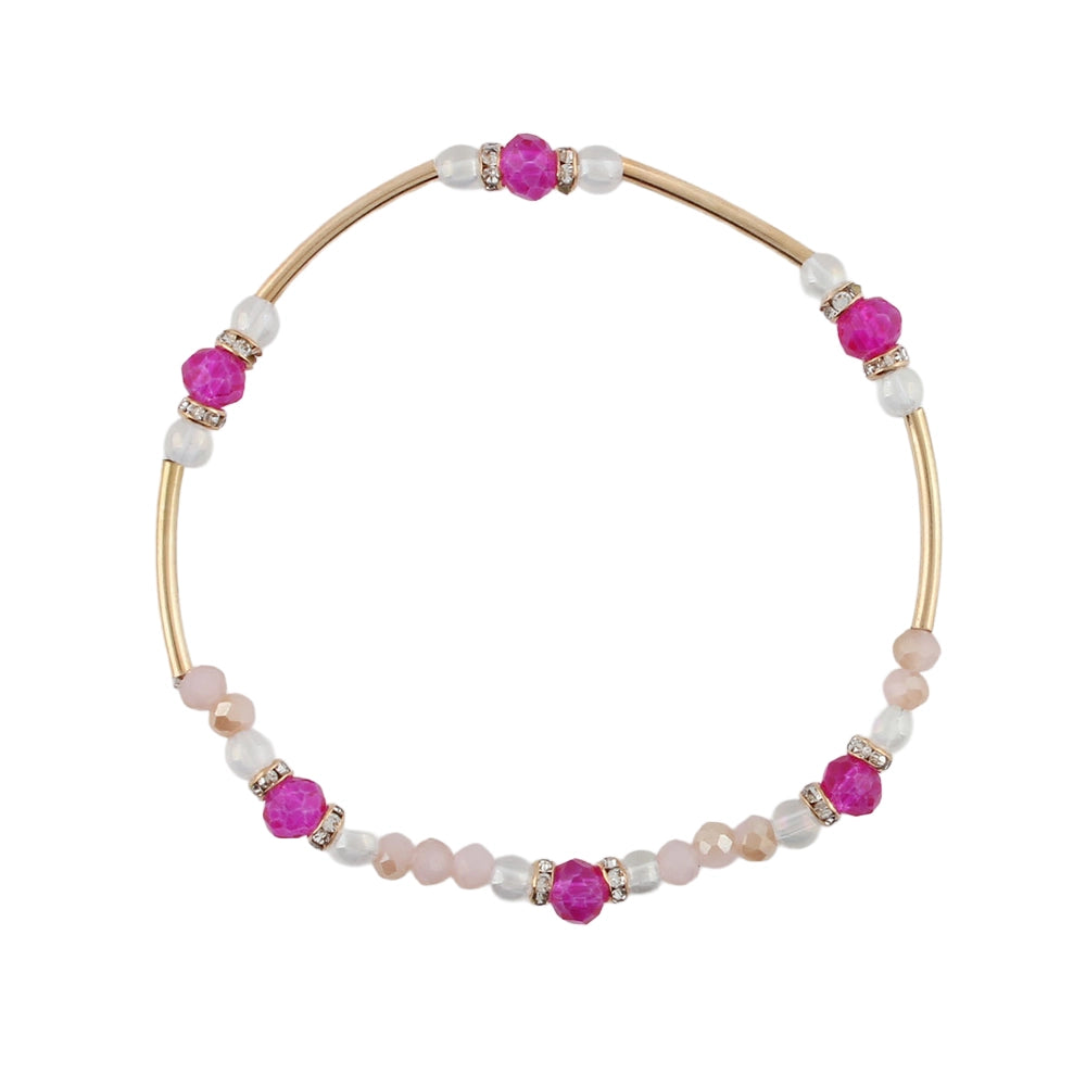 Vibrant Glass Bead Stretch Anklet