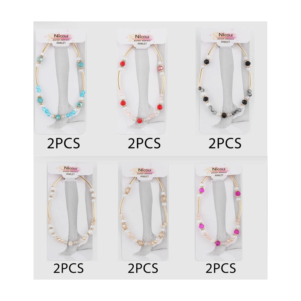 Vibrant Glass Bead Stretch Anklet