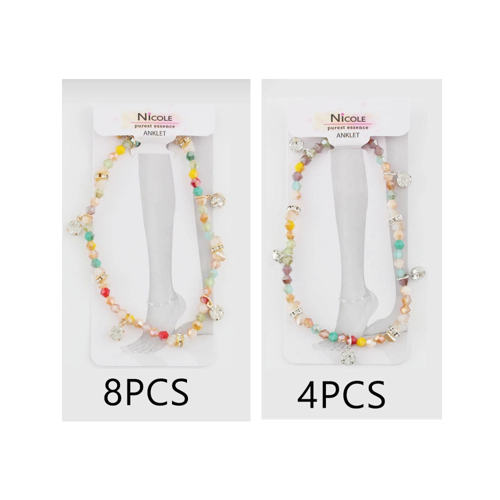 Sparkling Multi-Color Crystal Beaded Anklet | Bohemian Summer Jewelry
