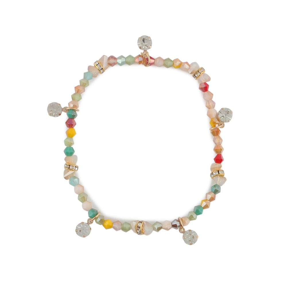 Sparkling Multi-Color Crystal Beaded Anklet | Bohemian Summer Jewelry