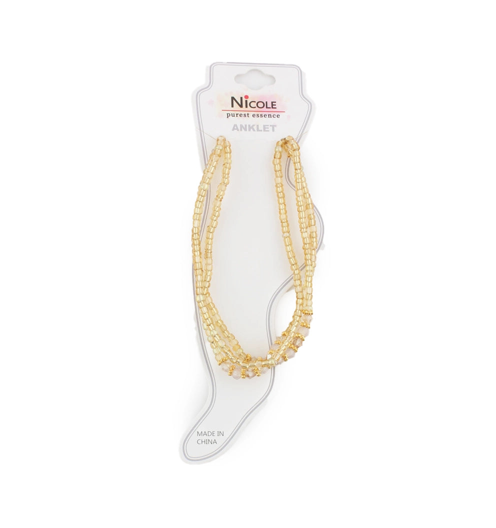 Dainty Beaded Anklet Set by Nicole - 3-Piece Sparkle!