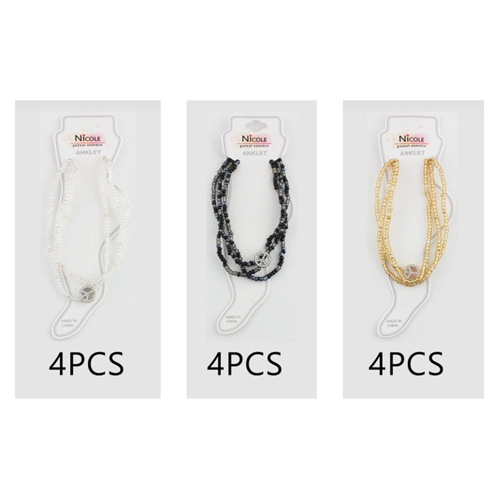 Dainty Layered Beaded Anklet Set |Ankle Bracelet