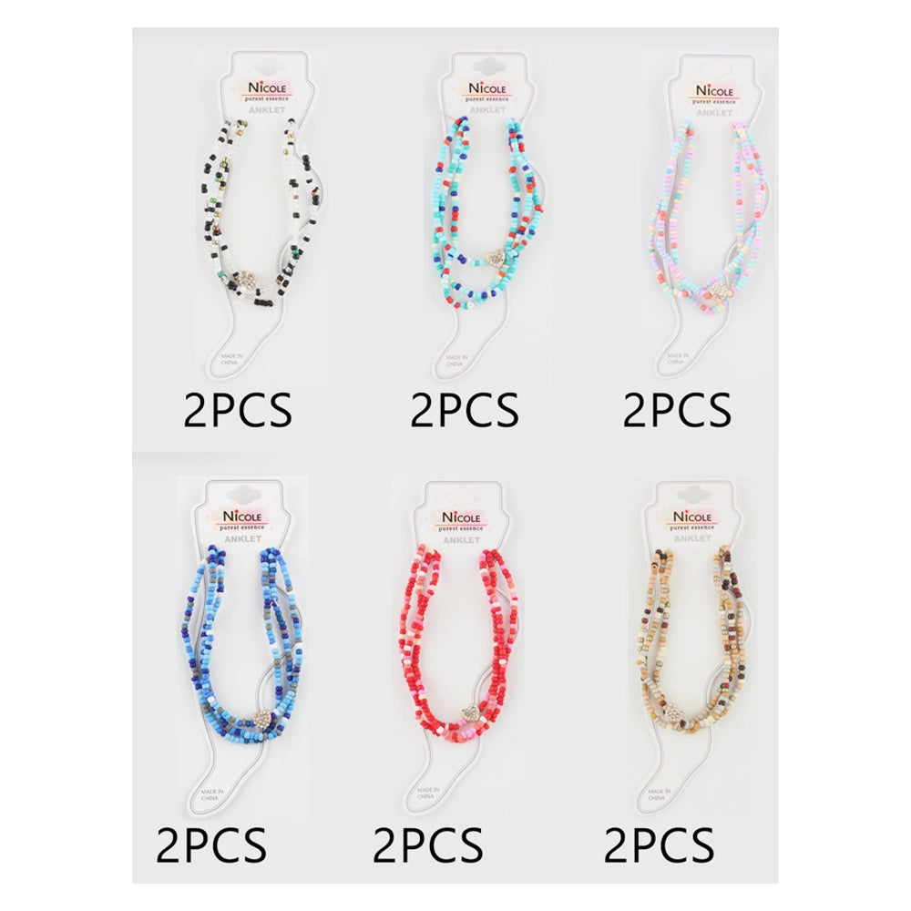 Bohemian Beach Ankle Bracelets for Women | Layered Seed Bead Anklets Set