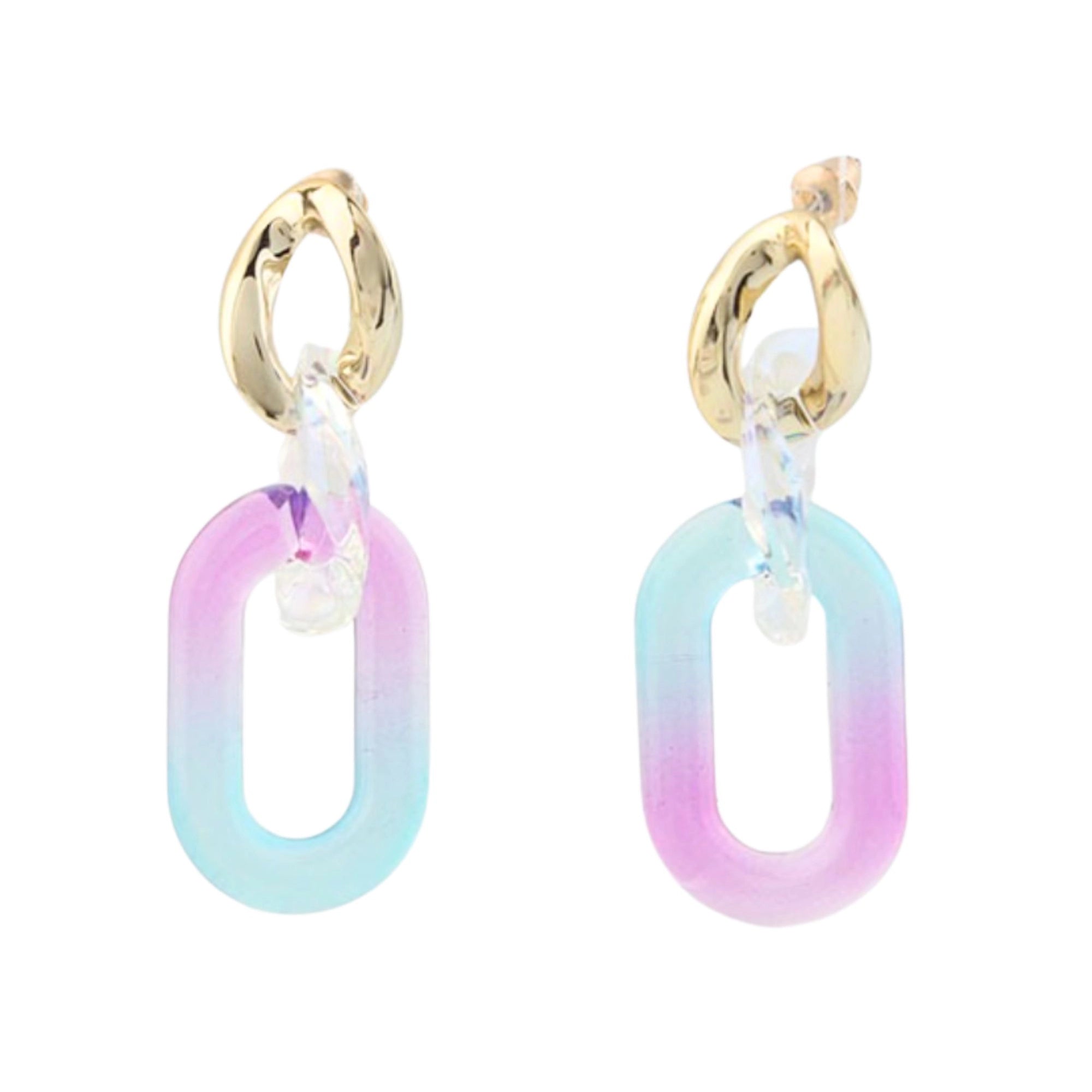 Ombre Resin Link Dangle Earrings | Gradient Acrylic Drop Statement Jewelry