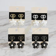 Camellia Drop Earrings | Enamel, Pearl, and Stud
