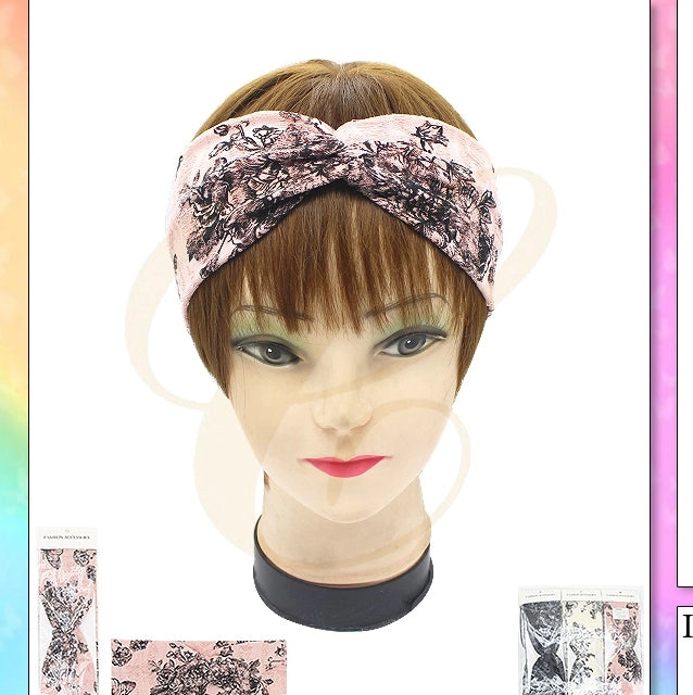 Vintage Floral & Butterfly Twist Knot Headband Set - 12-Piece Multi-Color Pack (SHW-0066R)