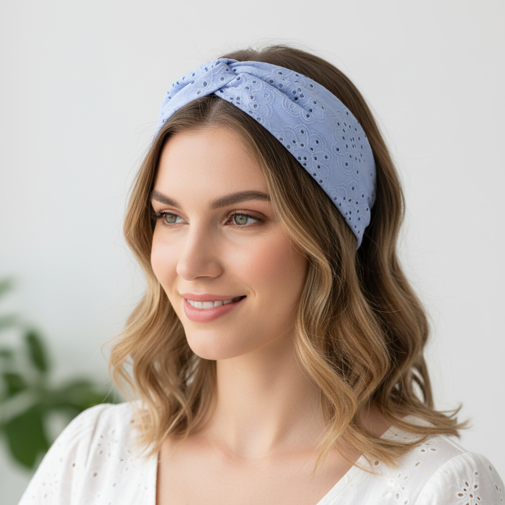 Eyelet Lace Knot Headband - 12-Piece Assorted Pastel Set for Women & Girls (Style SHW-0082)