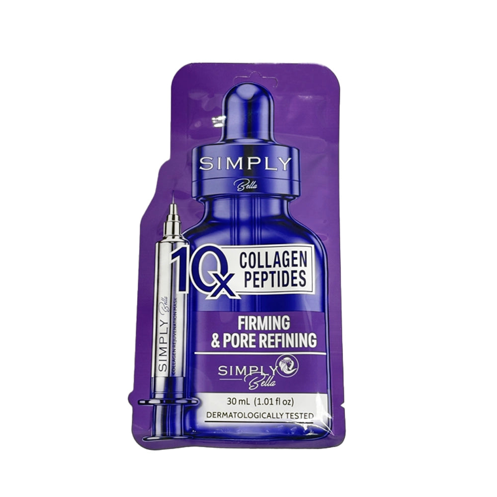 Simply Bella 10X Collagen Peptides Firming & Pore Refining Facial Sheet Mask (30 mL / 1.01 fl oz)