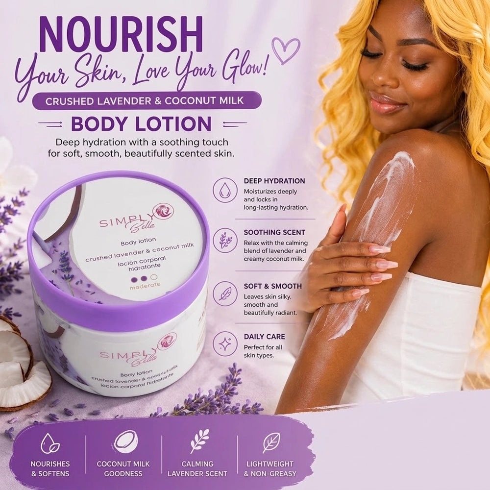 Simply Bella Crushed Lavender & Coconut Milk Moisturizing Body Lotion (All Skin Types)