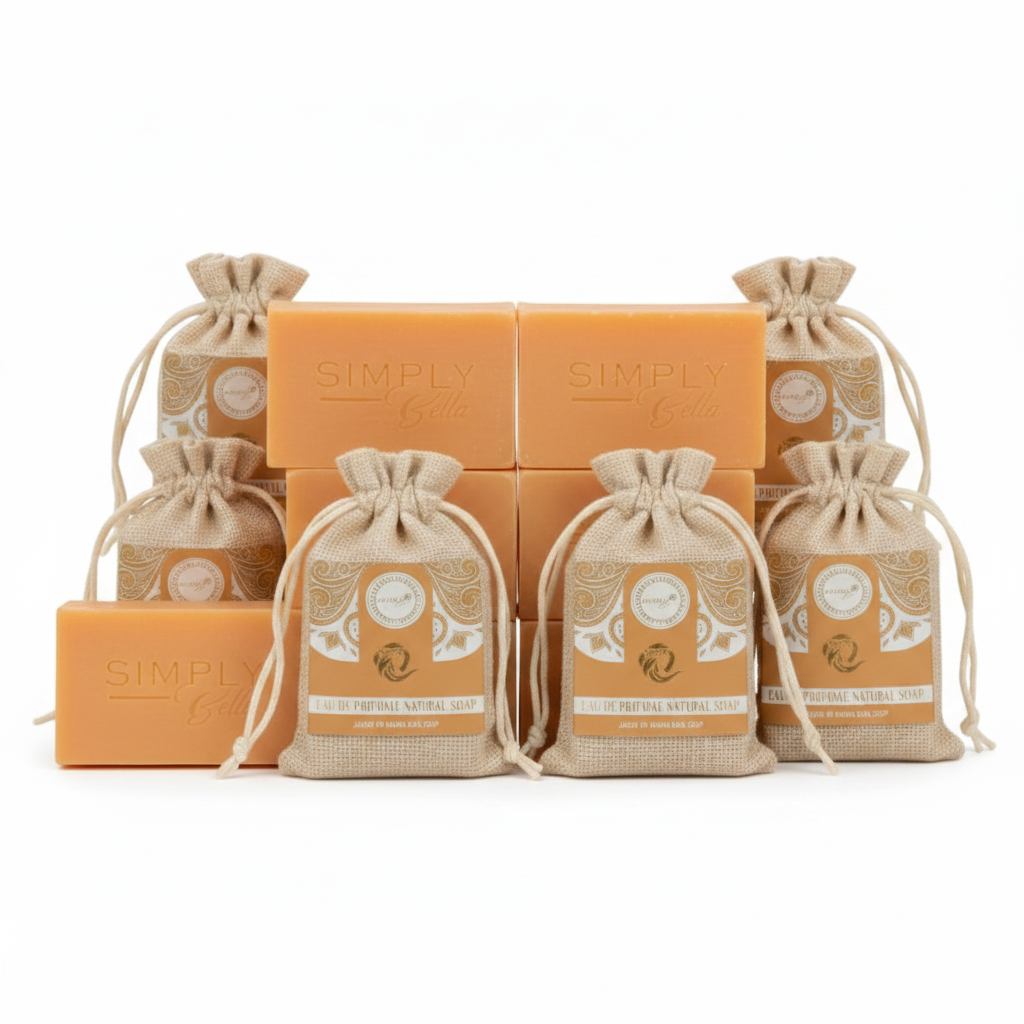 Simply Bella - Eau De Perfume Natural Soap – Luxurious Scented Bar with Exfoliating Mesh Pouch