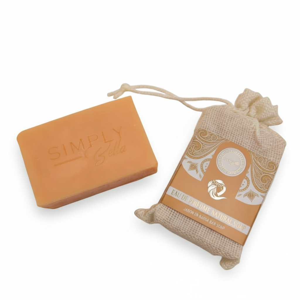 Simply Bella - Eau De Perfume Natural Soap – Luxurious Scented Bar with Exfoliating Mesh Pouch (6pcs)