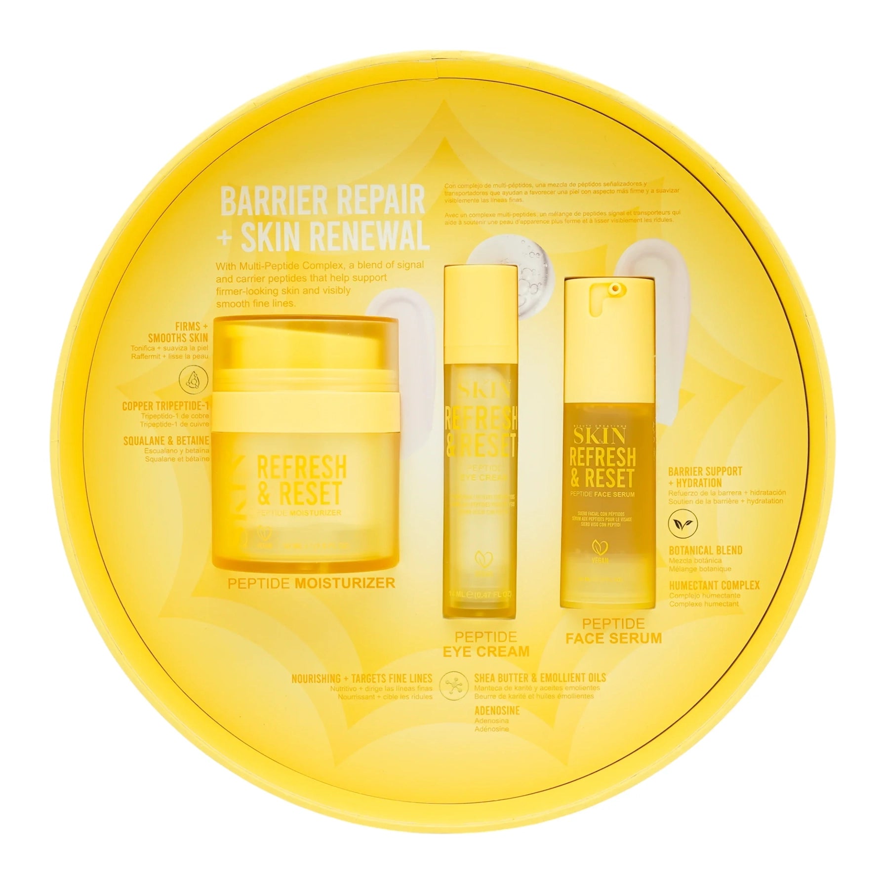 Beauty Creations - Refresh and Reset with Peptides- Barrier Repair & Skin Renewal Set with Peptide Moisturizer, Face Serum & Eye Cream